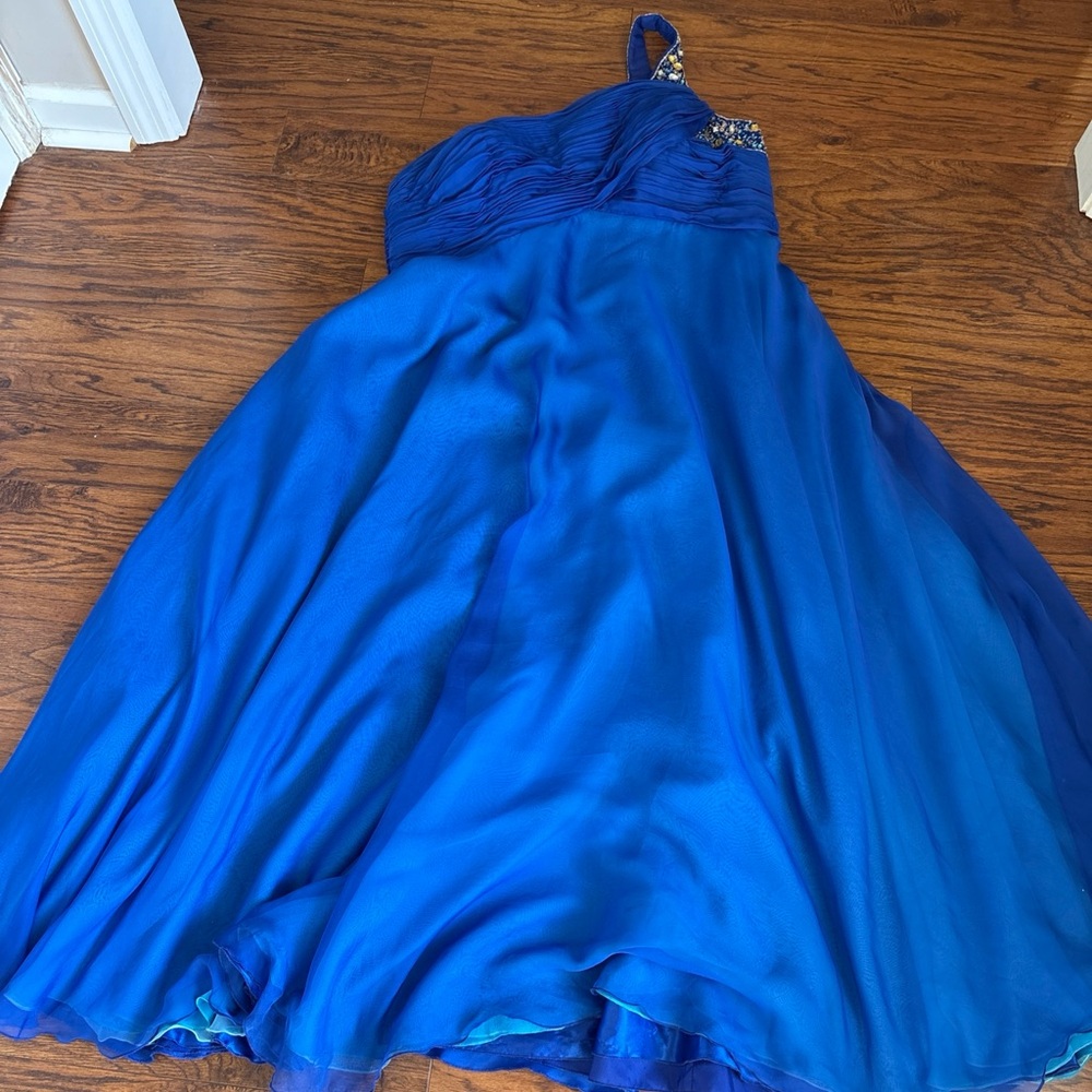 Elegant Blue One Shoulder Dress